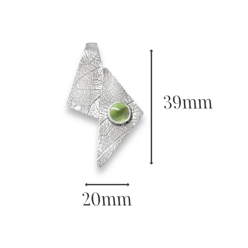 Sterling silver and Peridot pendant featuring the leaf texture